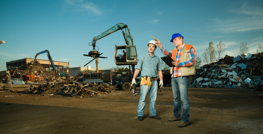 engineers at recycling center